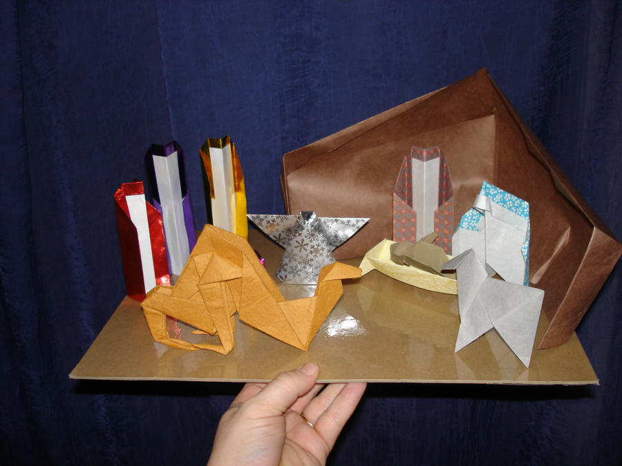 origami nativity scene by pandaraoke
