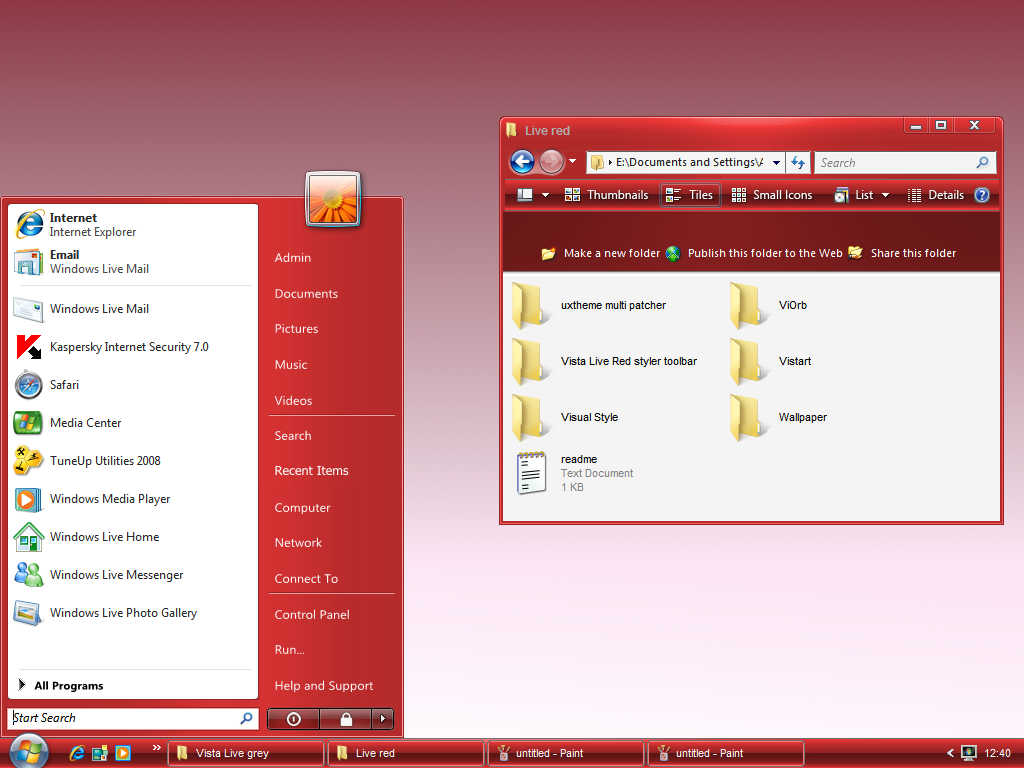 Red Vista Themes For Xp