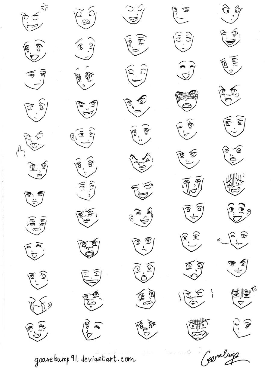 52 anime expressions by Jemstonecat on DeviantArt