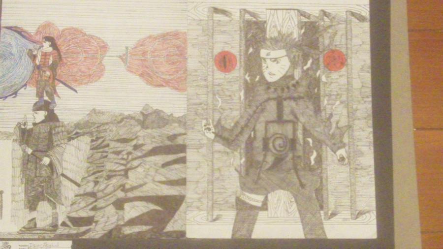 Naruto-Final Valley Madara and Hashirama Pen-Ink by ...